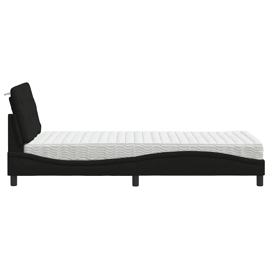 Letto con Materasso-Struttura Letto con Materasso Nero 90x190 cm in Tessuto