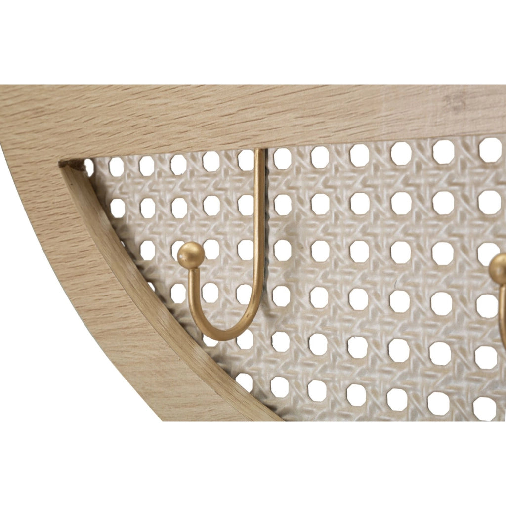 Specchio da parete Fuji con cornice boho in ferro e MDF