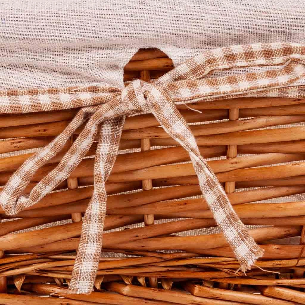 Set di 3 cestini in vimini foderati marroni