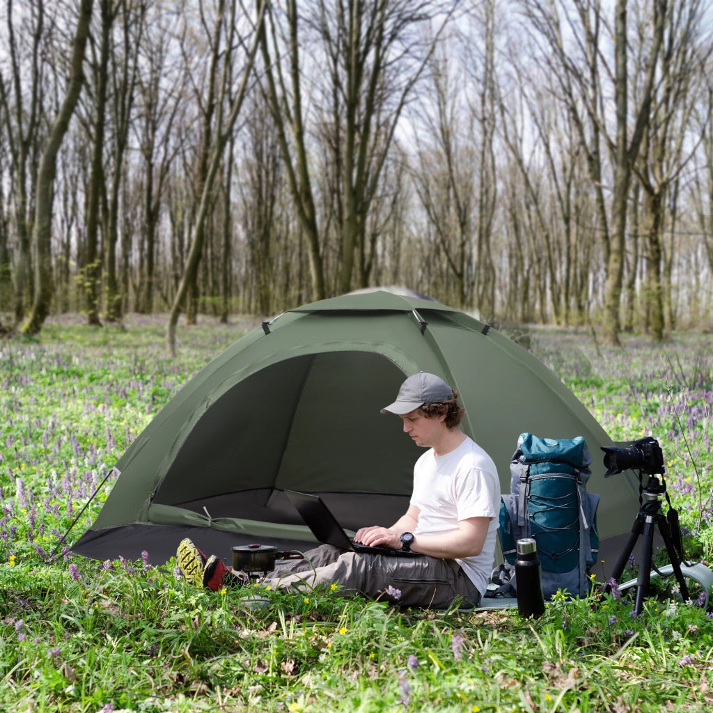 Tenda da campeggio pieghevole con 2 finestre a rete e borsa di trasporto ¨C Minimal ¨C 206x152x110 cm verde