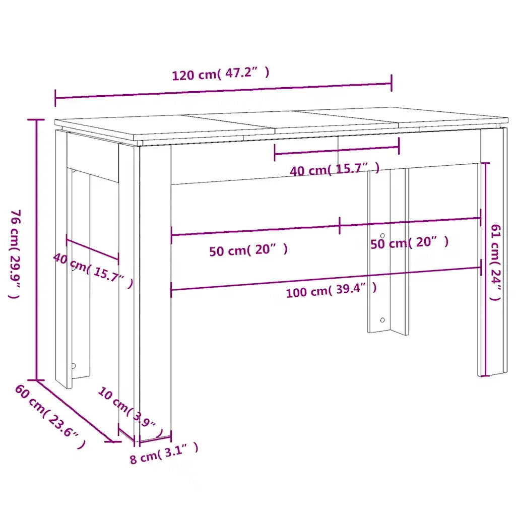 Tavolo da Pranzo | Tavolo da cucina Rovere Fumo 120x60x76 cm Legno Multistrato