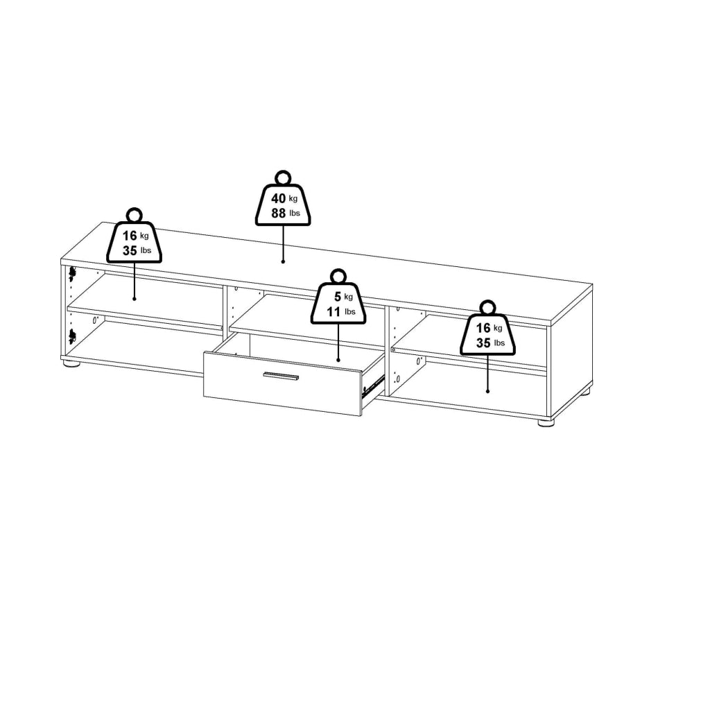 Mobile porta TV Giaele, Credenza da soggiorno, Armadio basso per TV, Base parete attrezzata, 177x40 h38 cm, Nero