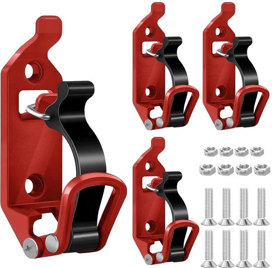 Manubrietti di sostegno - Clip per tetto - Per il trasporto sicuro - Rosso - Supporti di fissaggio per parete - Adatti per attrezzi - Rosso