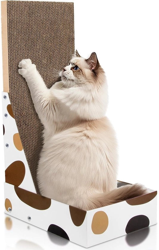 Krabbastro L per gatti, 60 cm alta, forma L, con scatola per il benessere delle unghie dei gatti