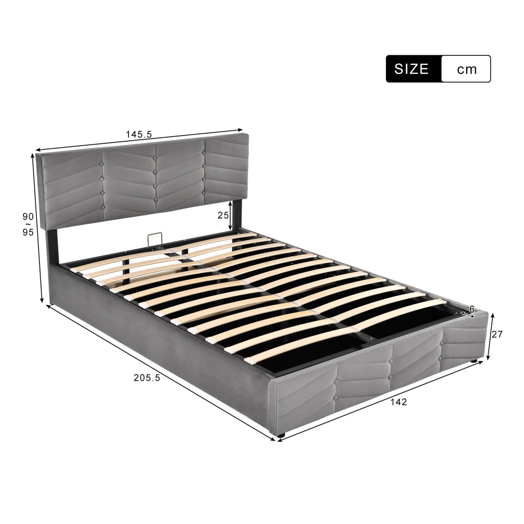 letto imbottito velluto grigio 140 x 200 cm