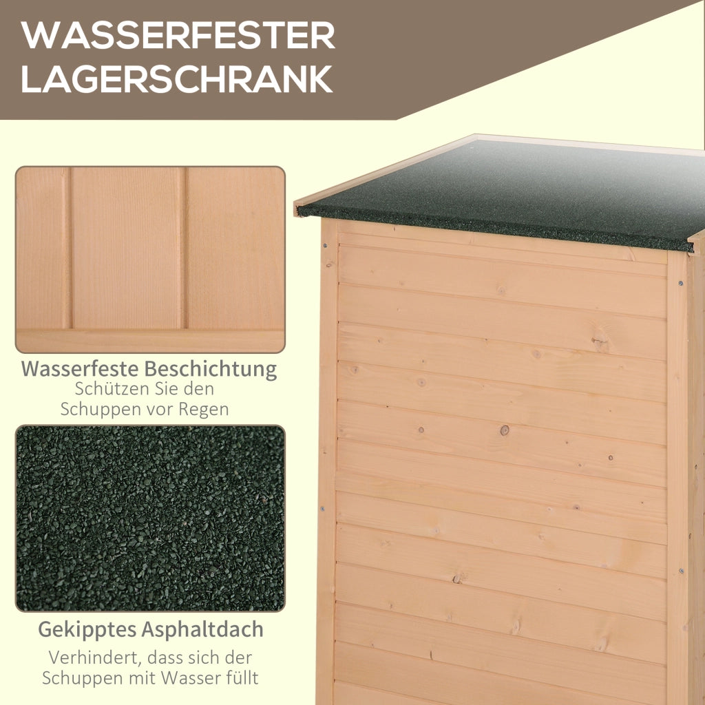 Casetta da giardino, ripostiglio per attrezzi, capanno per attrezzature con scaffali, casetta per riporre oggetti da giardino, legno di abete, legno