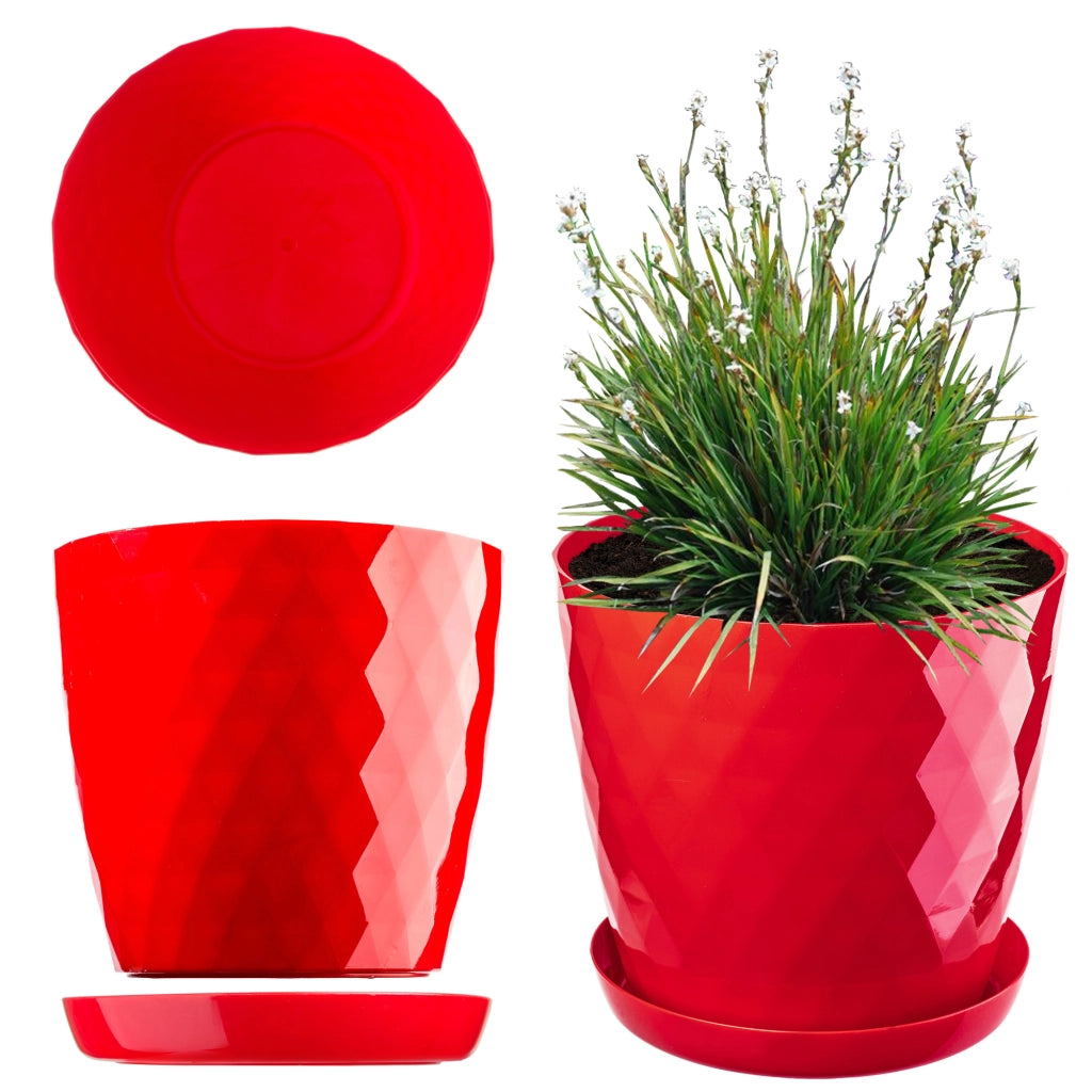 Vaso da fiori in plastica KADAX con supporto, coprivaso, 20 cm, rosso, Kadax