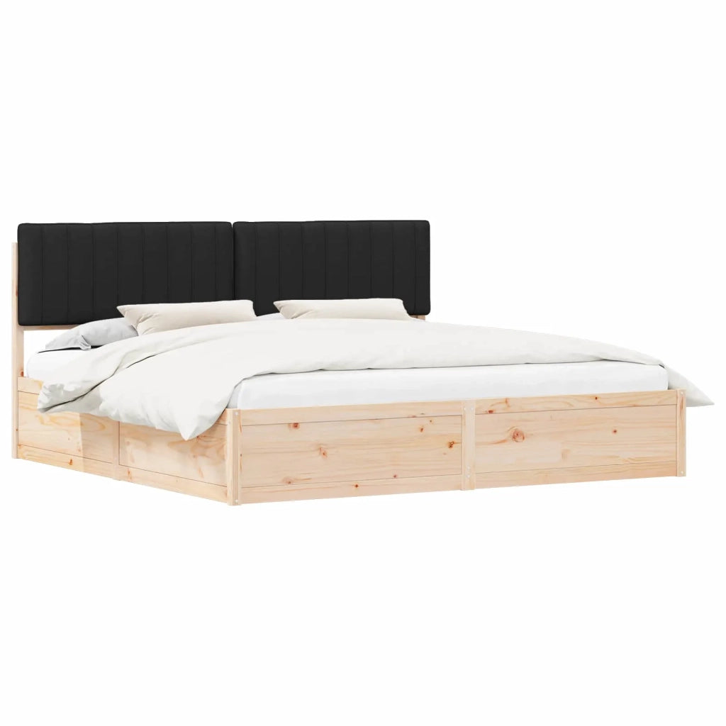Letto con Testiera Rivestita Nero 200 x 200 cm Pino massello 3398211