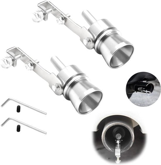 Uscita di Scarico Turbo - Silenziatore - Filtro Acustico - Flauto Turbo - Universale - 2 Pezzi - Misura S