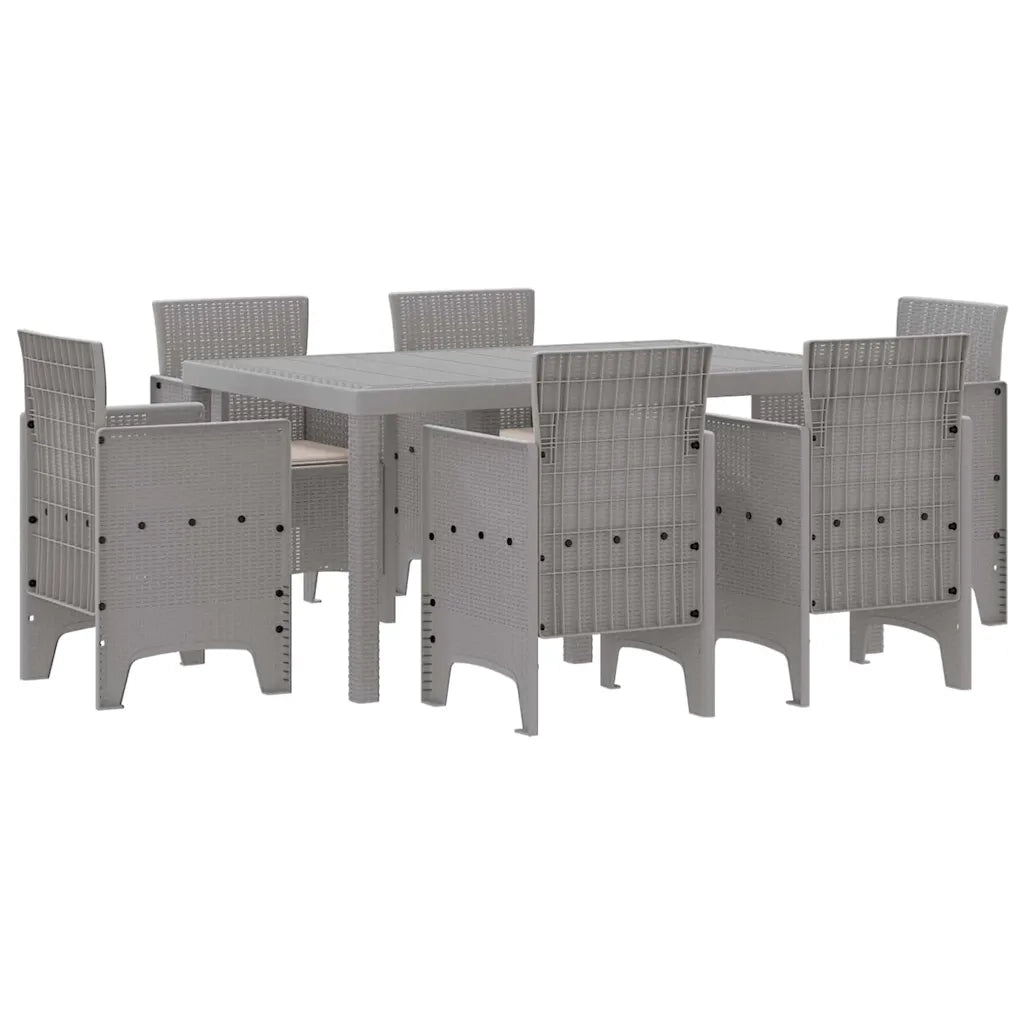 Set da Pranzo per Giardino 7 pcs Grigio chiaro Rattan Polt 3378568