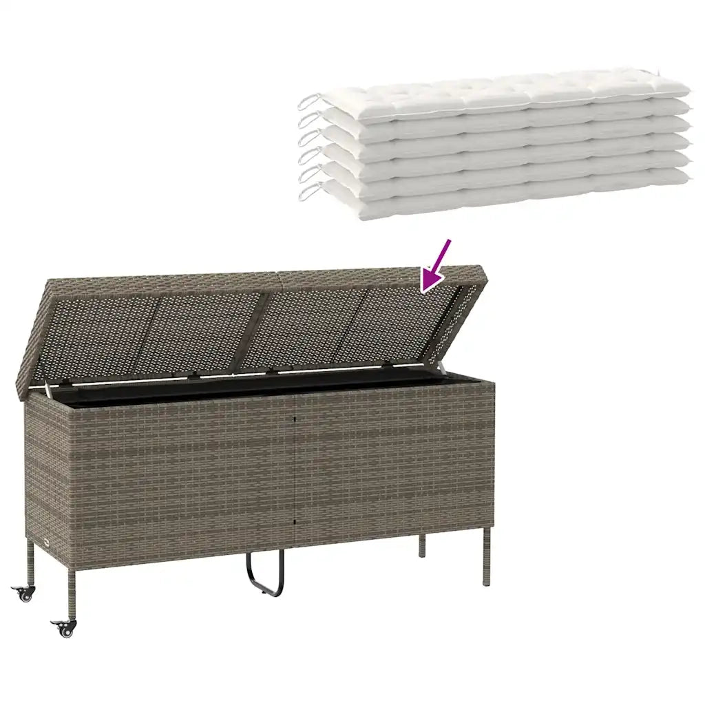Contenitore da Giardino con Ruote Grigio 160x55x75cm Polyrattan CFW5864036