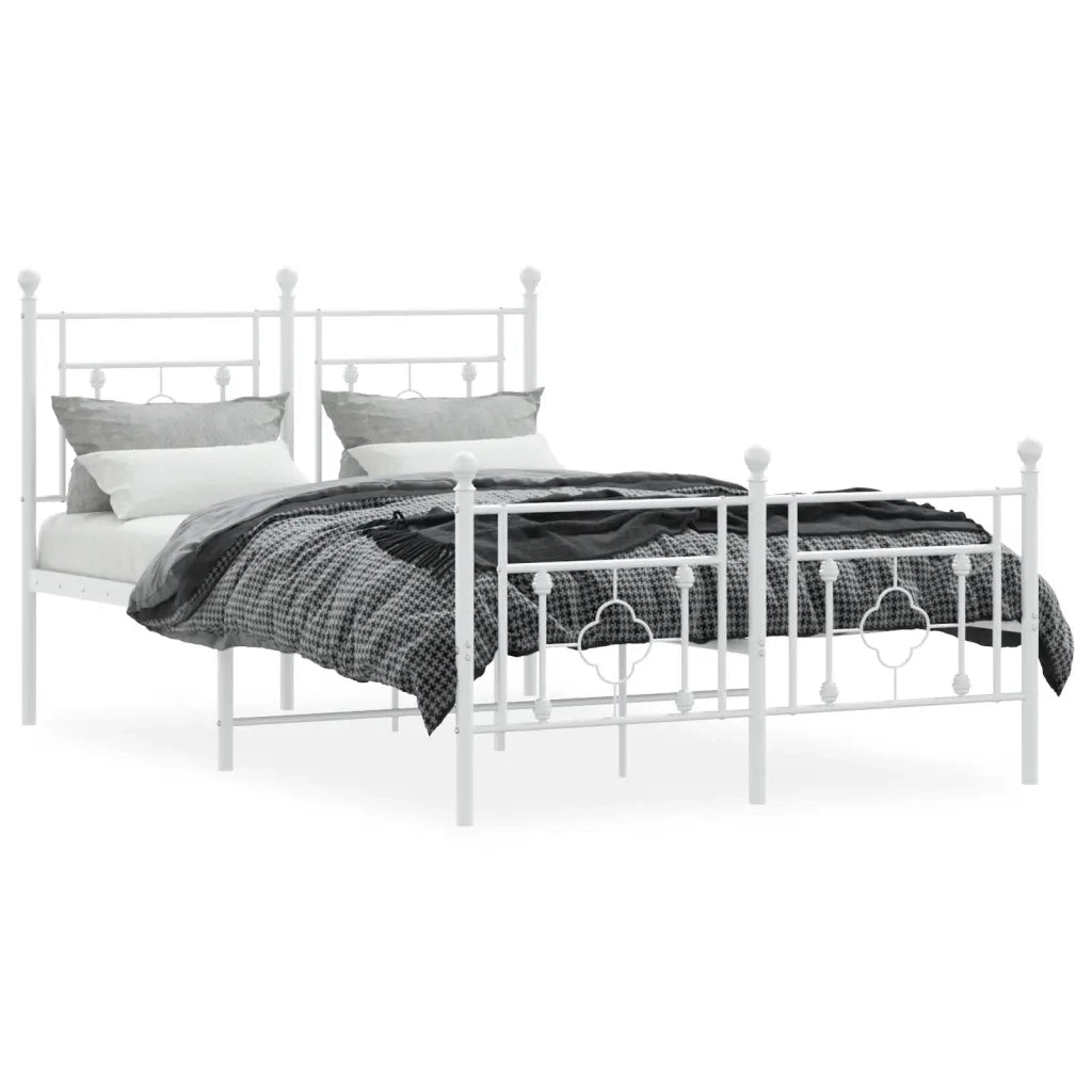 Giroletto con Testiera e Pediera Metallo Bianco 120x190 cm 374403