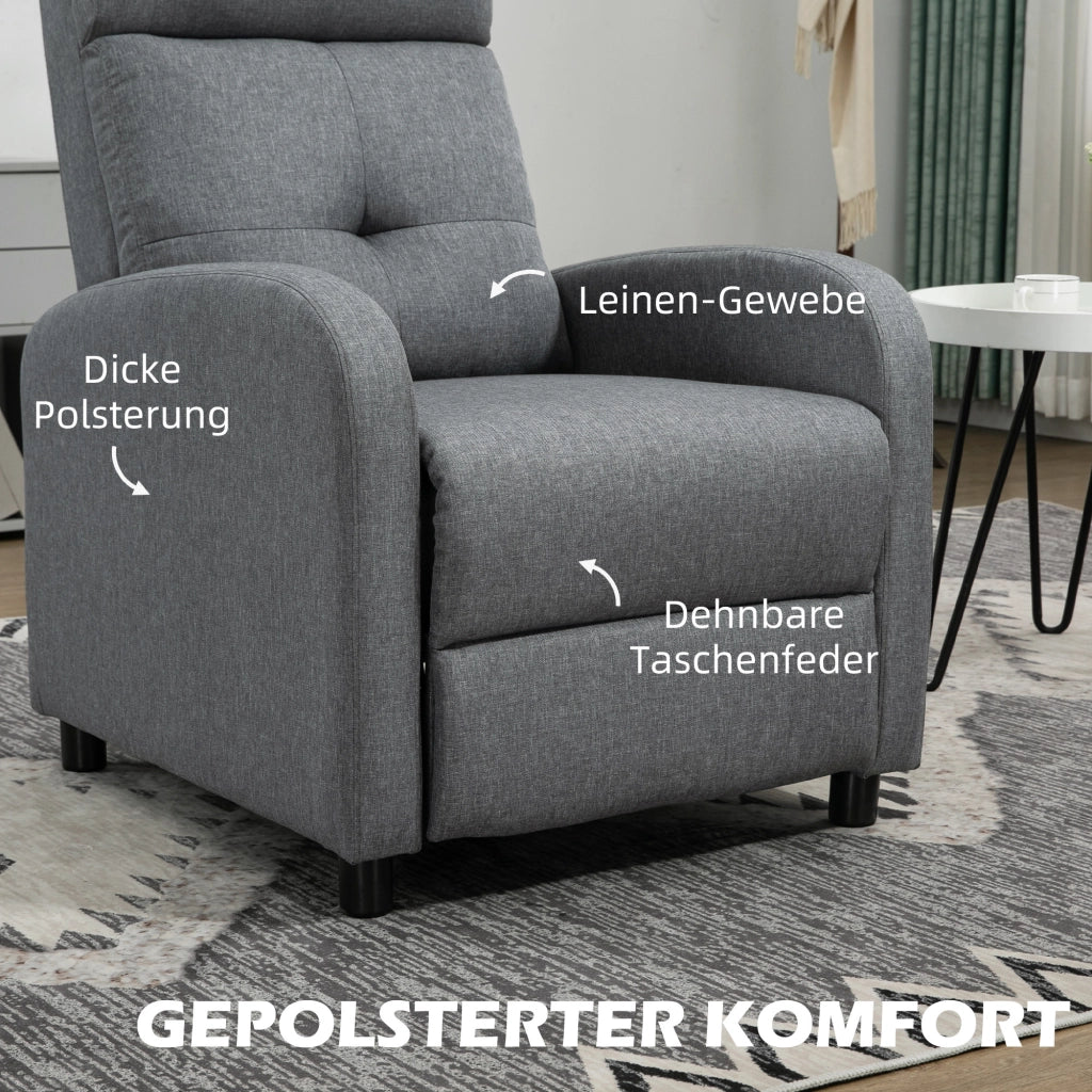 POLTRONA Relax reclinabile in poliestere grigio fino a 155° portata 150 kg