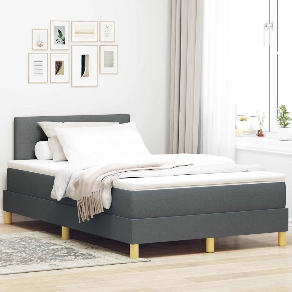Letto a molle con cuscino Grigio scuro 120 x 200 cm Tessuto 3338910