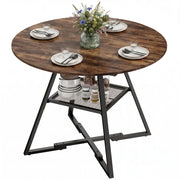 Tavolo da pranzo rotondo allungabile per 4 persone ¨C zephmum ¨C 100 cm effetto legno rustico marrone