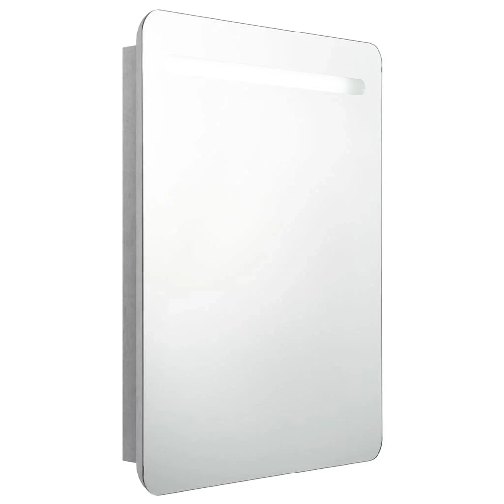 Mobiletto da bagno con specchio LED 60 x 11 x 80 cm grigio 02_0006605