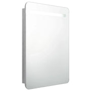 Mobiletto da bagno con specchio LED 60 x 11 x 80 cm grigio 02_0006605