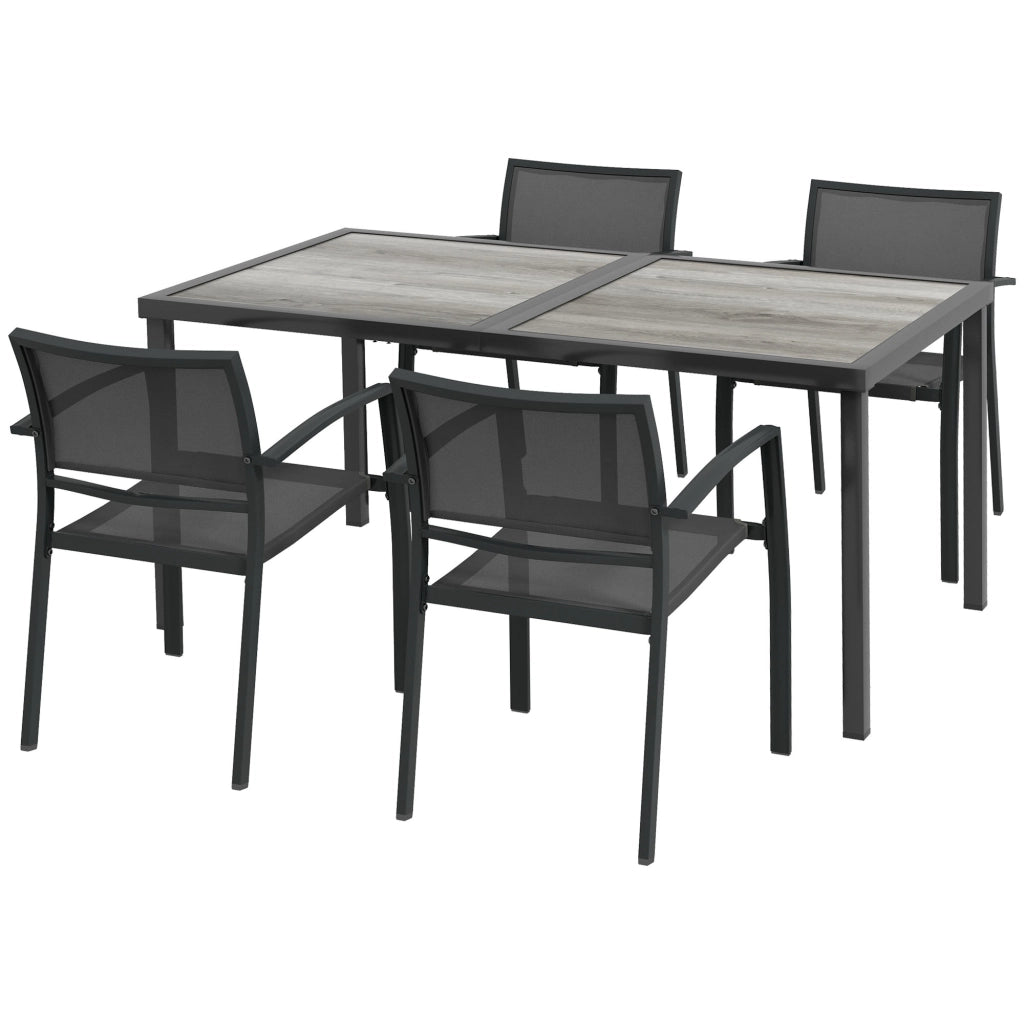 Set tavolo da pranzo con 4 sedie per giardino esterno ¨C Xylo ¨C grigio, 150x87x72 cm