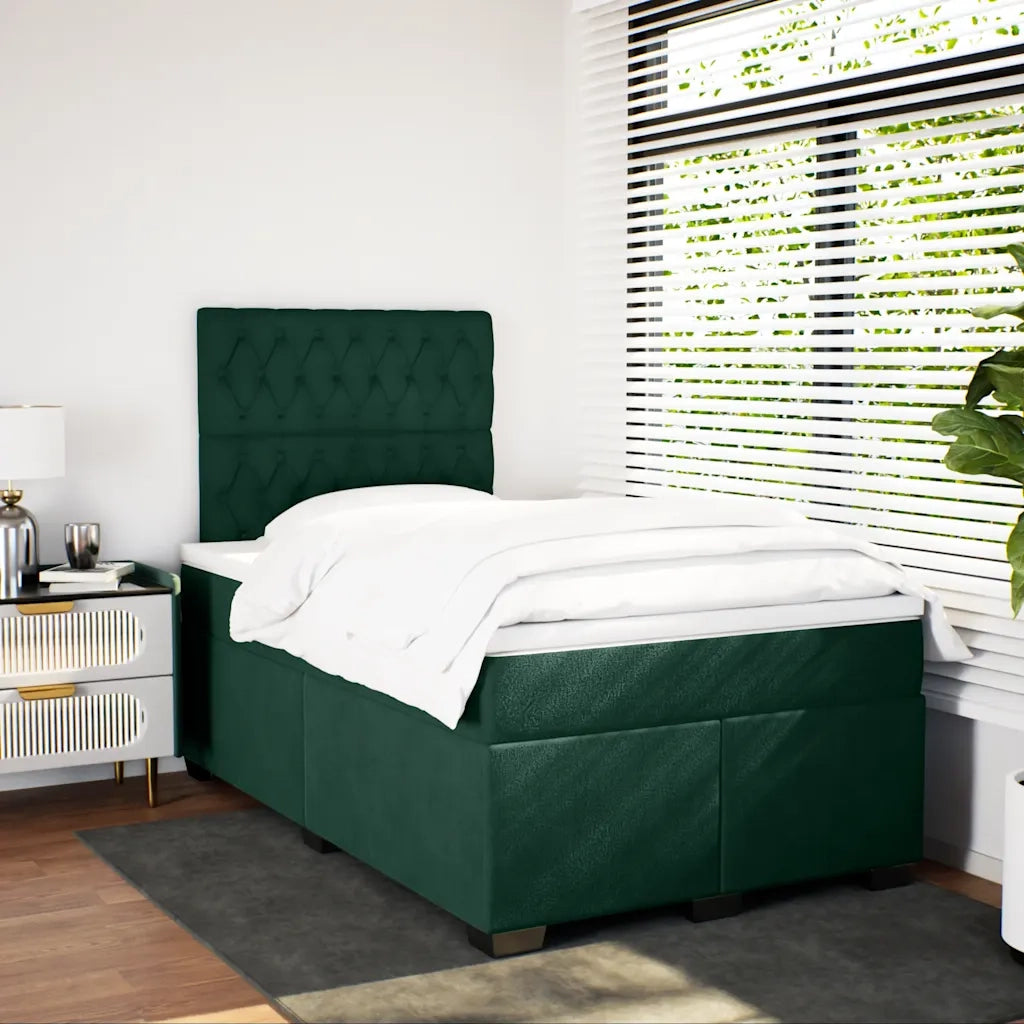 Giroletto a Molle con Materasso Verde Scuro 120x190 cm Velluto 3290867
