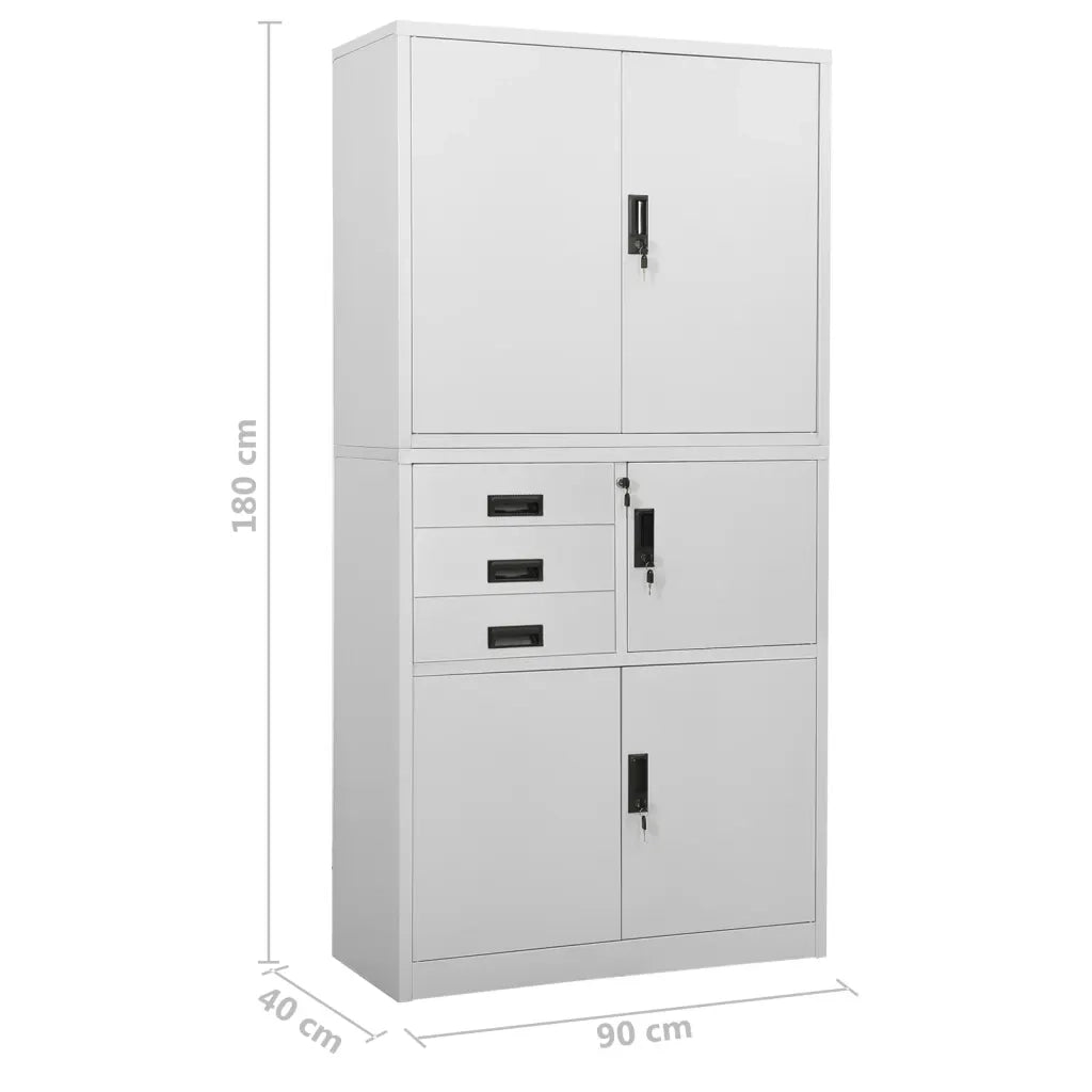 Armadio per Ufficio Grigio Chiaro 90x40x180 cm in Acciaio 336414