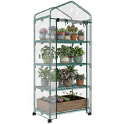 Serra da Giardino con Ruote e 4 Ripiani ¨C Zephmum ¨C Verde Trasparente 69x50x165cm