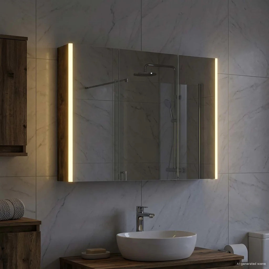 Mobiletto per specchio da bagno Rovere fumé 889275