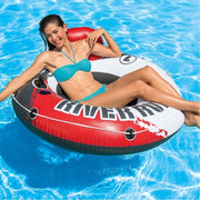 Trade Shop - Ciambella Poltrona Gonfiabile 135 Cm Schienale Con Rete E Portabibite Rosso -