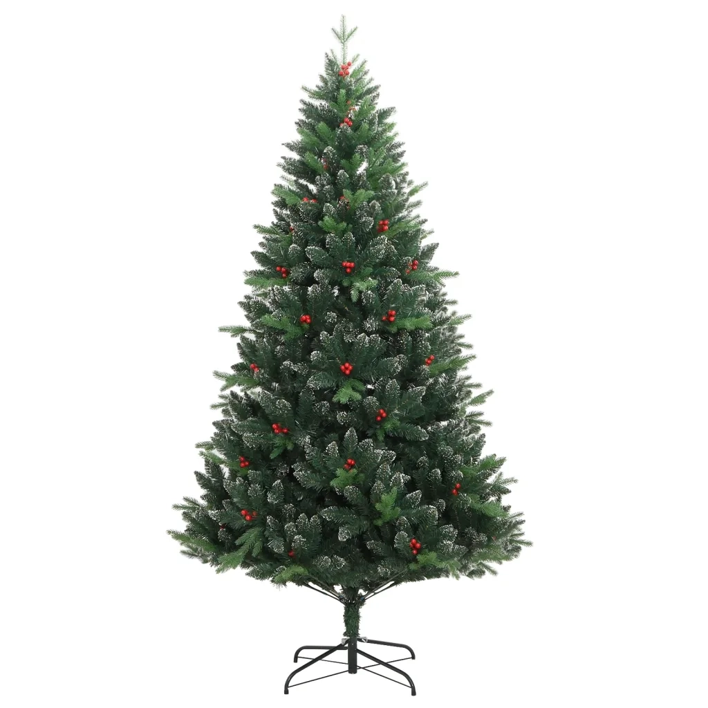Albero Natale Artificiale Incernierato con Bacche Rosse-Albero Natalizio-Decorazioni natalizie 150 cm