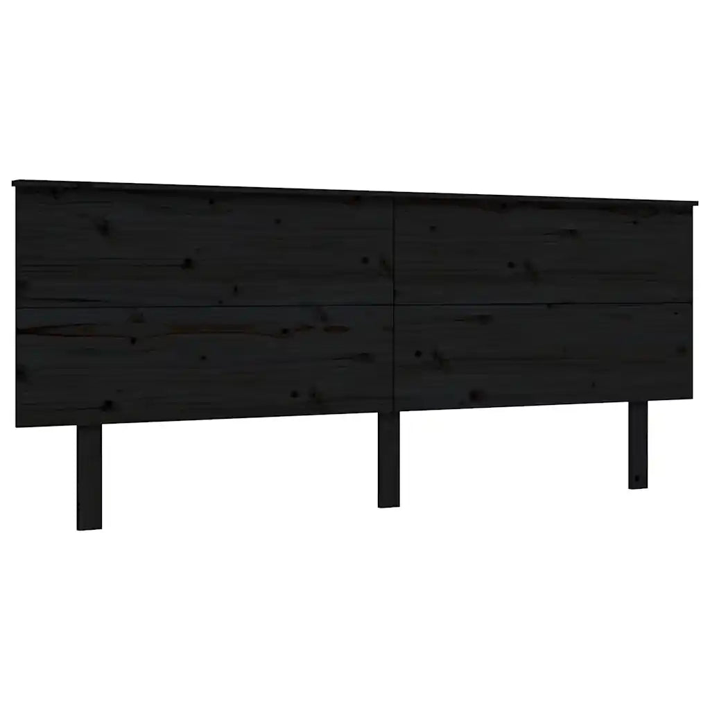 Giroletto con Testiera-Struttura Letto con testiera Nero 200x200 cm in Legno Massello 629596