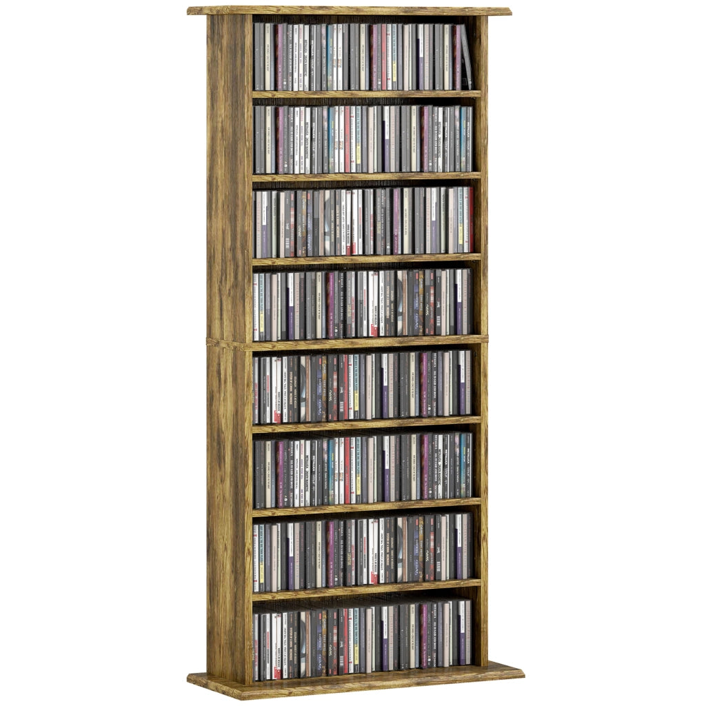 Libreria per CD e DVD con 8 scomparti e 6 ripiani regolabili ¨C Minimal ¨C Marrone