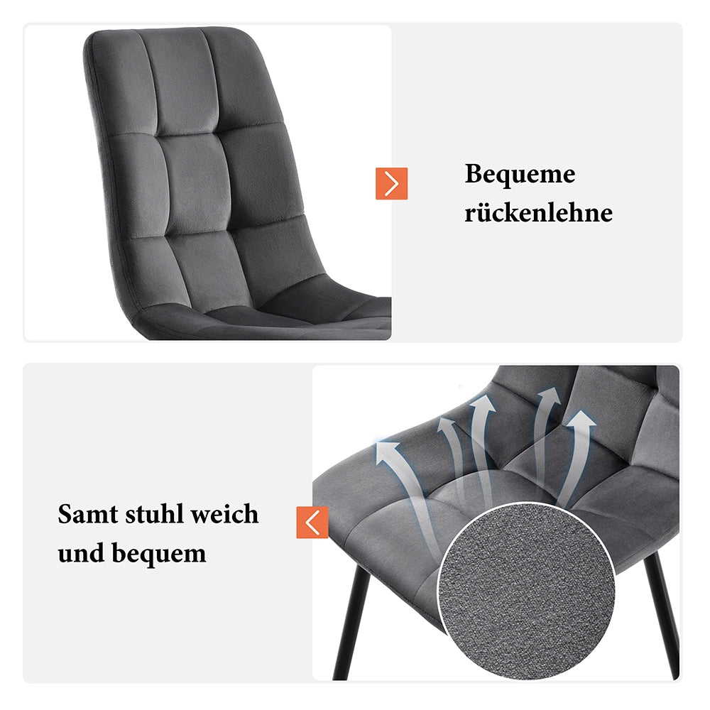 Set tavolo-Xylo-100cm rotondo 4 sedie grigio piedi metallo piano marmorizzato