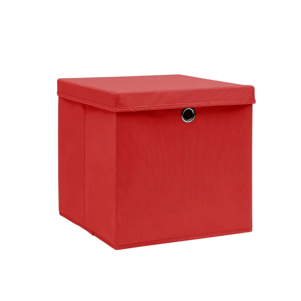 Contenitori con Coperchi 10 pz 28x28x28 cm Rosso CFW7199001