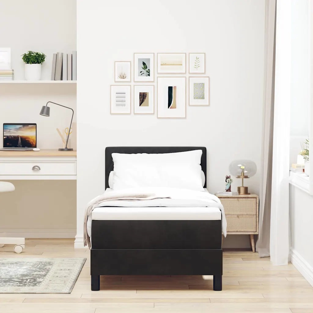 Letto a Sorgente LED con materasso Nero 80 x 200 cm Velluto