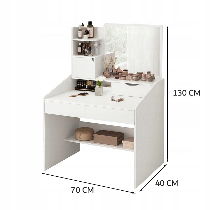 Grande toeletta bianca con specchio per il trucco, stile scandinavo