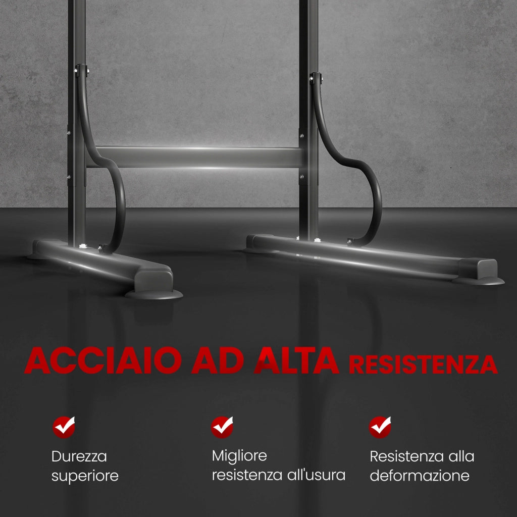 Stazione Fitness Multifunzione Power Tower ¨C Xylo ¨C Altezza Regolabile 171-219cm Nero Rosso