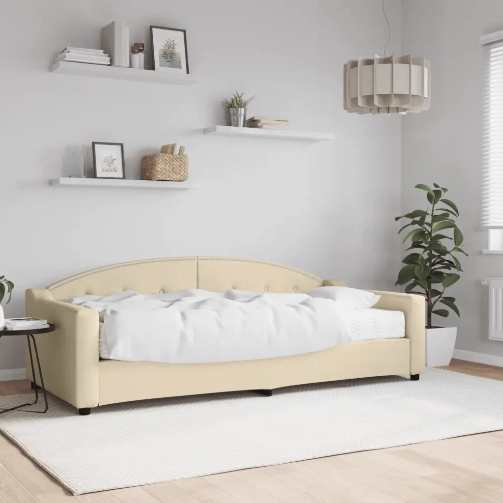 Divano letto | Sof¨¤ letto | Letto singolo con Materasso Crema 90x200 cm in Tessuto
