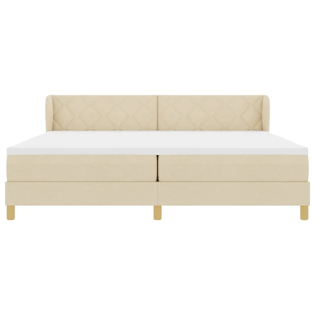 Letto a molle con materasso Crema 200 x 200 cm Tessuto 3340302