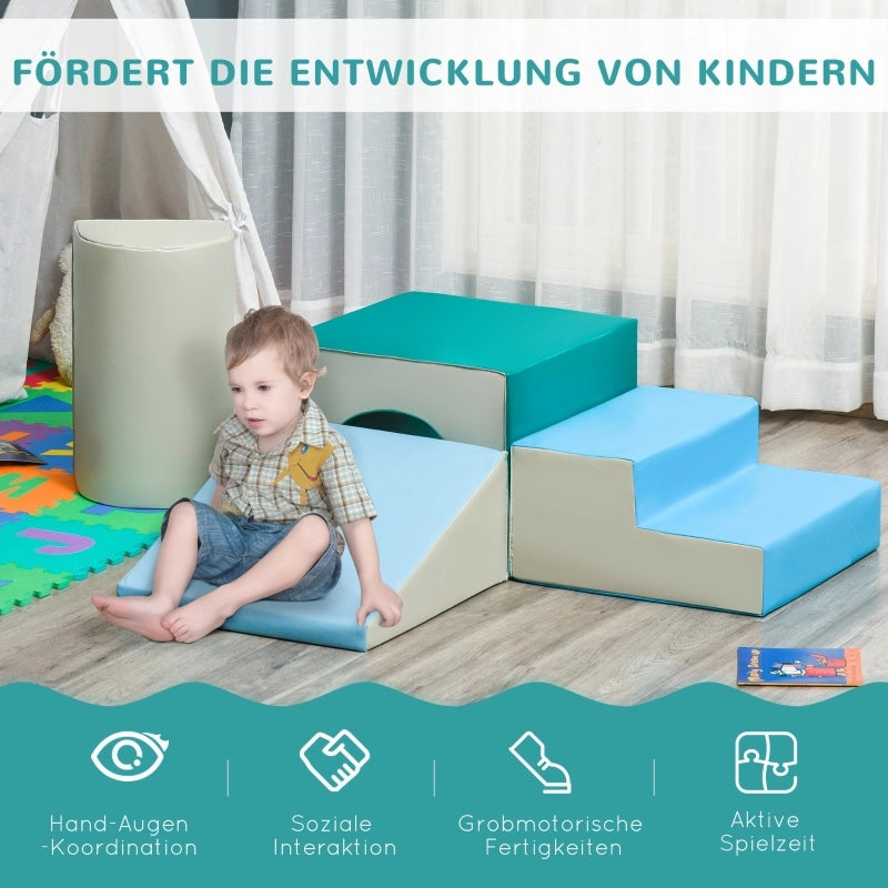Set di costruzioni, 4 pezzi, blocchi in schiuma, facili da pulire, imbottitura morbida, blocchi in schiuma per bambini da 1 a 3 anni, EPE, grigio