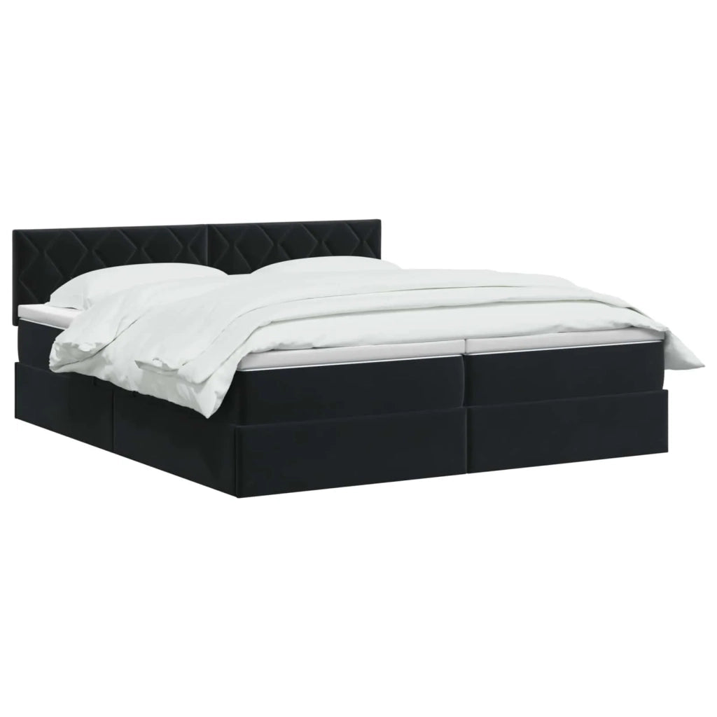 Letto con contenitore LED e materasso Nero 180 x 200 cm Velluto 3459398