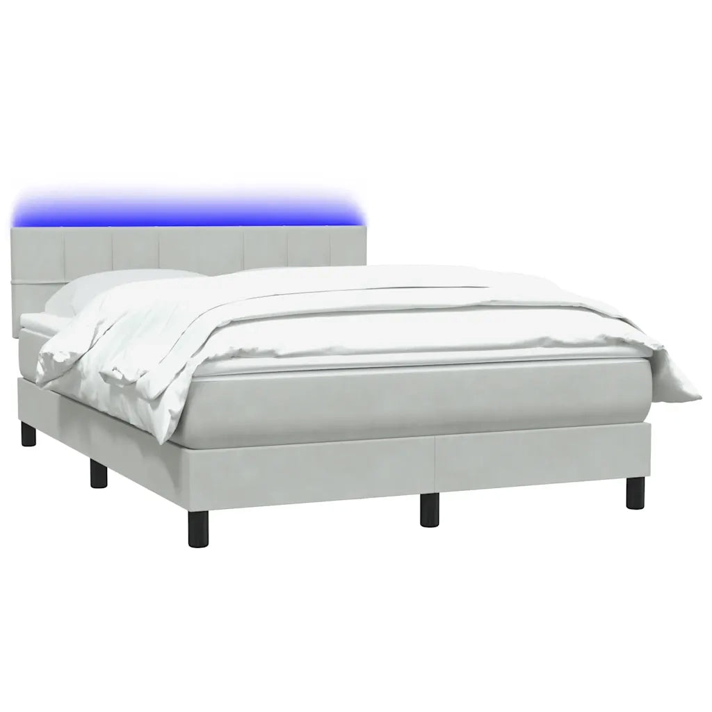 Letto a Molle con Materasso e LED Grigio Chiaro 160x210cm Velluto 3316887