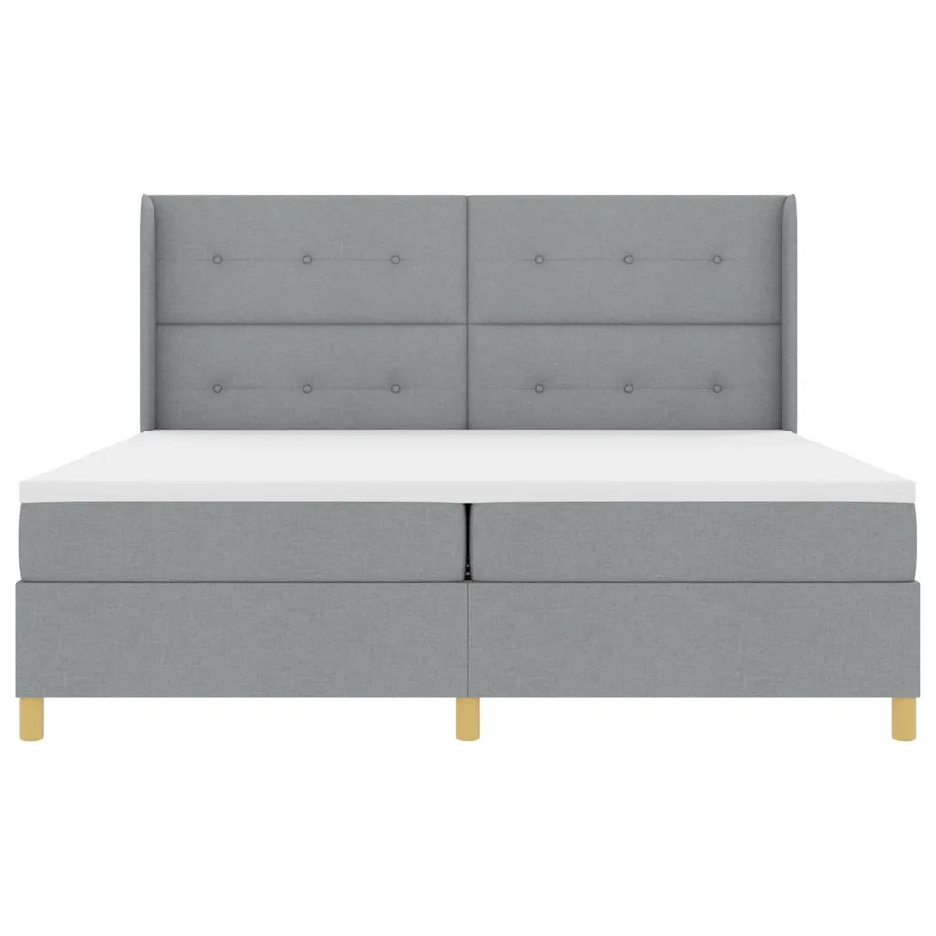 Letto a molle con testiera Grigio chiaro 200 x 200 cm Tessuto 3343714