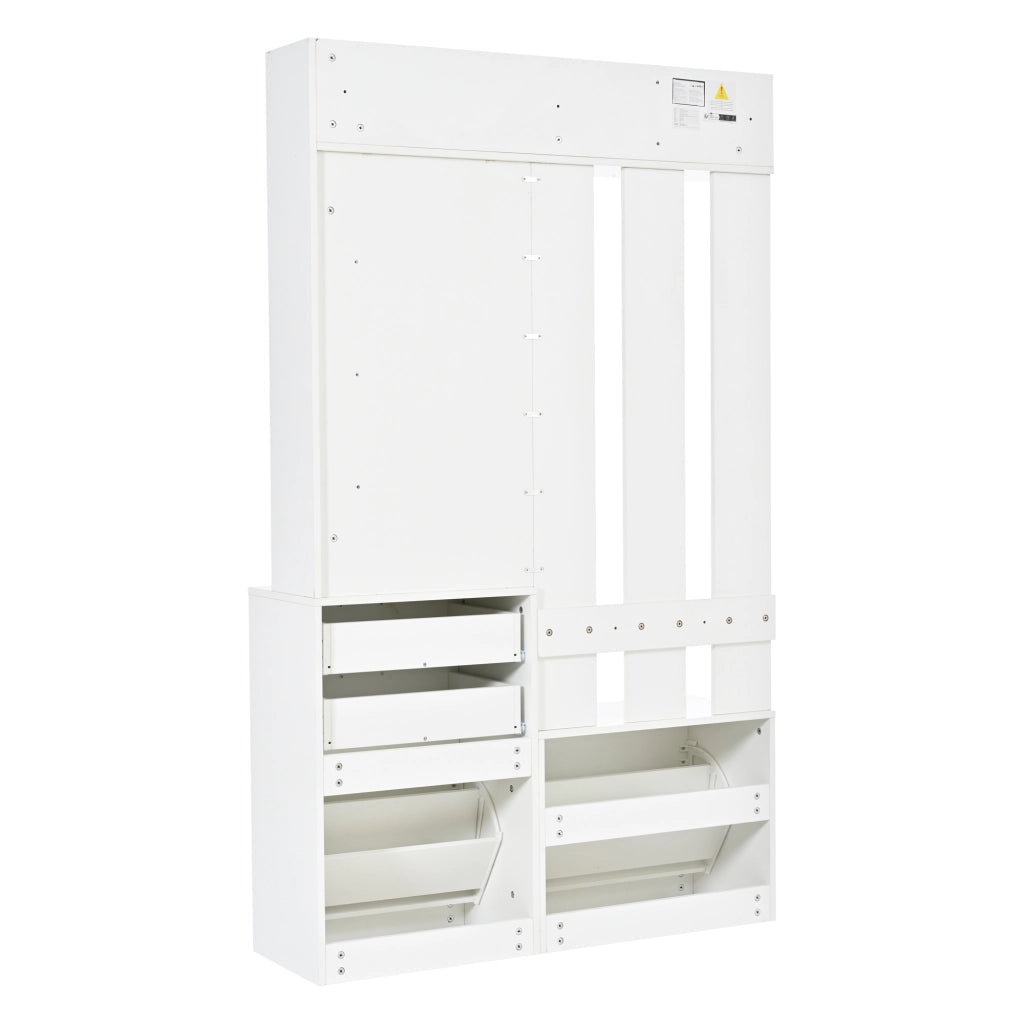 Mobile ingresso con 2 cassetti; specchio e 2 scarpiere ribaltabili - 110×34×185 cm