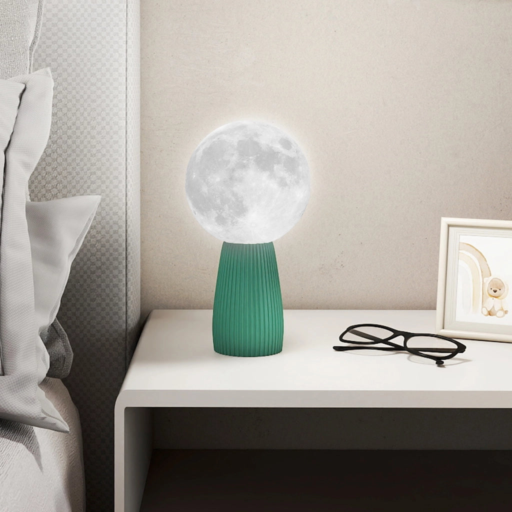 Lampada da Tavolo Luna 3D ¨C Xylo ¨C 3 Colori 10 Luminosit¨¤ ABS ?15x28cm Bianco Verde