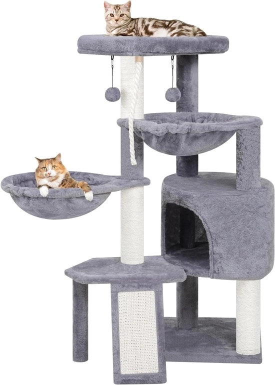 Catena di supporto con graticola, lettini e appartamento per gatti - Grigio