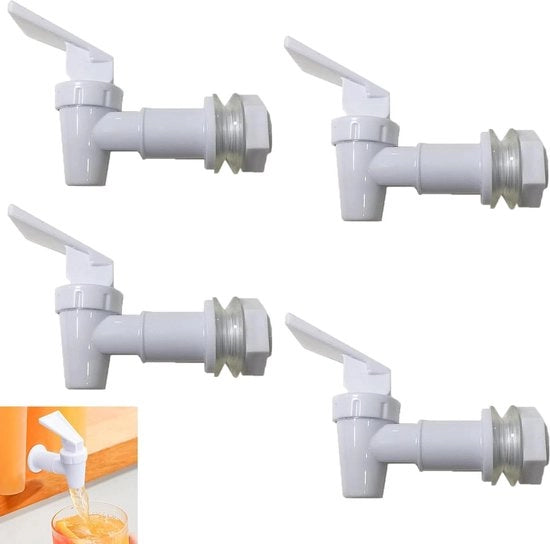 Set di 4 valvole per dispenser di bevande in plastica - Drain supplementari - Valvola per bevande calda e fredda per birra - Fontana per caffè, succo e acqua - Bianco