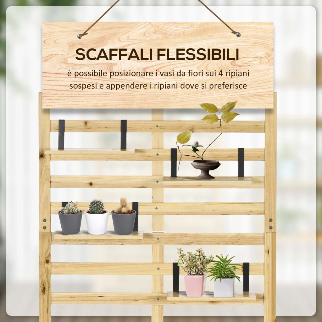 Cassapanca da Giardino con Ripiani ¨C Zephmum ¨C Legno 80x45x160 cm