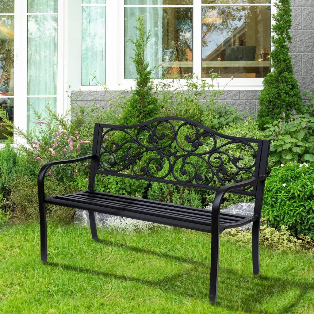 Panchina da giardino 3 posti ¨C Xylo ¨C metallo nero 127x60x85 cm