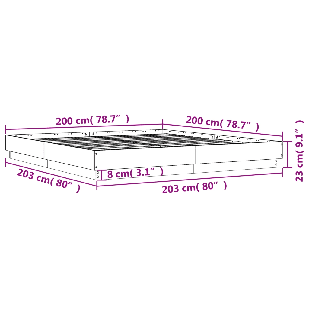 Giroletto-Struttura Letto Bianco 200x200 cm in Legno Multistrato 698887
