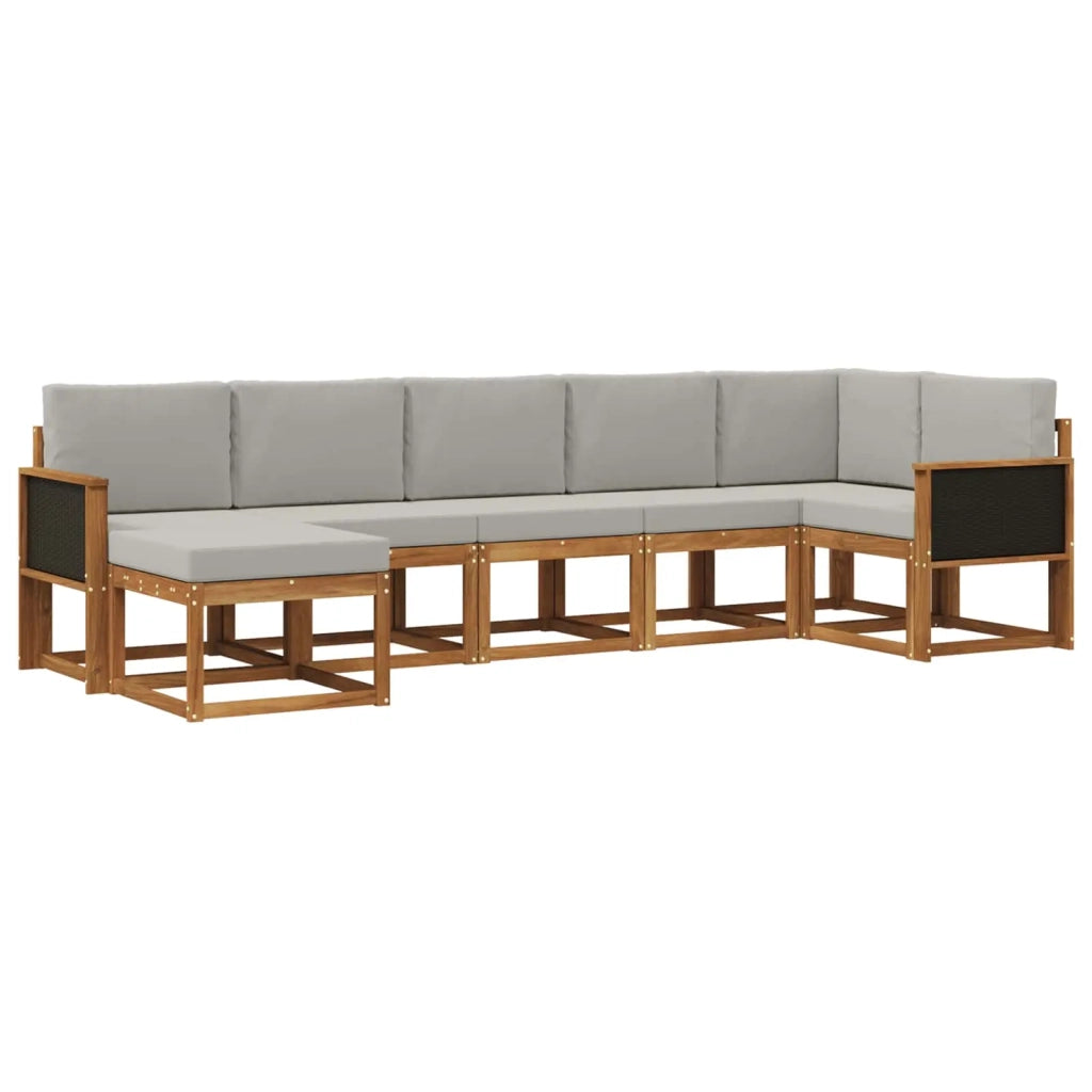 Set di divani da esterno 7 pz Naturale e Grigio Chiaro 3385382