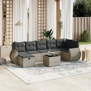 Set Divano da Giardino 8pz con Cuscini Grigio Chiaro Polyrattan